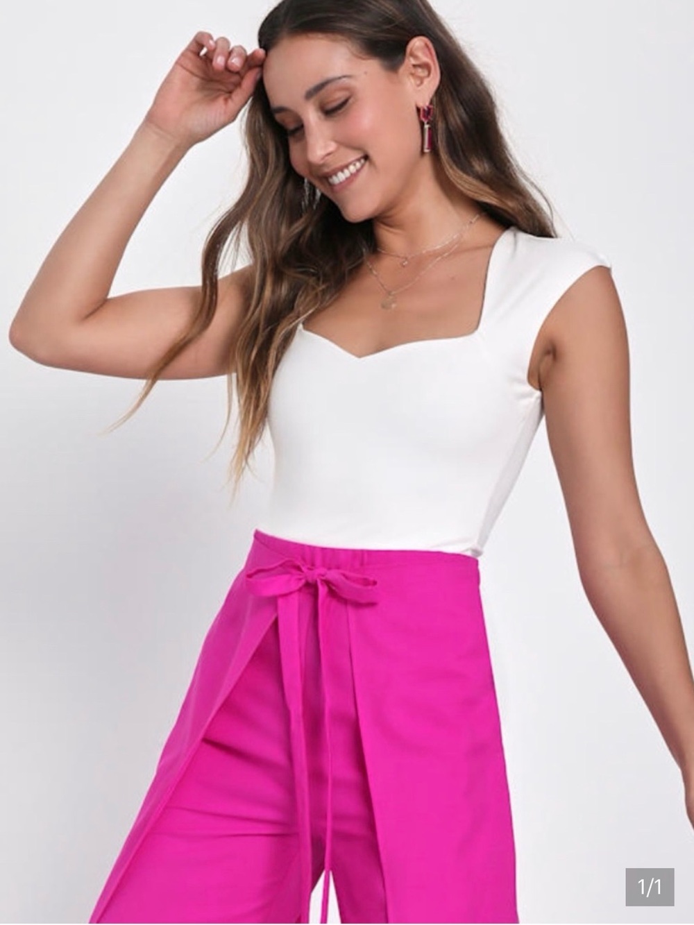 Lulus Poised Personality White Cap Sleeve Sweetheart Neck Top Size M NWOT